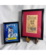 Framed Bulldog Mascot Advertising Pieces Vulcanol Stove Polish &amp; Reprint... - £23.66 GBP