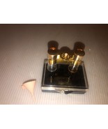 Vintage Opera Glasses Shaped Mini Perfume Bottles With Funnel-Gold Tone IOB - £15.68 GBP