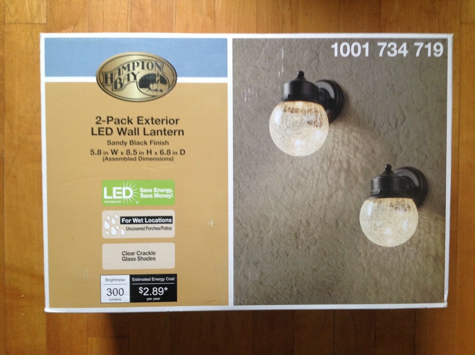 Primary image for HAMPTON BAY LED Wall Lantern Light Black Finish  2-Pack   New in The Box