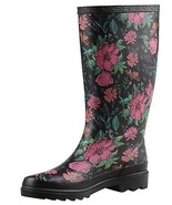 Blue Mountain BM2301 Wellington Style Women&#39;s Rubber Rain Boots Floral, ... - $53.34 CAD