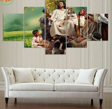 Jesus Loves Children Bible Five Piece No Frame Canvas Multi Panel Home Decor Wal - £24.20 GBP+