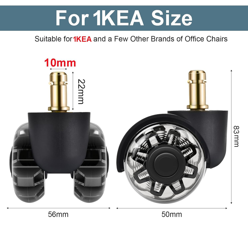 Office Chair Wheels,Set of 5 Replacement Wheels for All Hardwood and Carpet Floo Item image 2