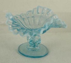 Vintage Pattern Glass CORNFLOWER Blue Opalescent Beaded Panel DUGAN Compote - $27.34