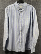 VTG St. Johns Bay Dress Shirt Mens XL Blue Stripe Easy Care Casual Butto... - £17.80 GBP