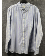 VTG St. Johns Bay Dress Shirt Mens XL Blue Stripe Easy Care Casual Butto... - £17.82 GBP