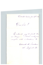 1885 Handwritten Letter Edward Sandow Detroit MI Michigan Family History... - $37.01