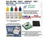 Gold Testing Kit 10k 14k 18k 22k Solutions Acids + Scratch Stone Test - $19.06