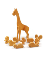 Vintage wooden animal toys set of 10 incl giraffe elephant pig whale tur... - $36.70 CAD