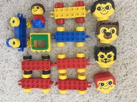 LEGO Duplo 2 x 6  Train Car Base Lot of 7 EUC Part 2312 Yellow Blue Red - $15.35