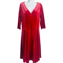 Coldwater Creek Red Velvet 3/4 Sleeve A-Line Dress size S Holiday Winter... - $23.28