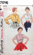 VTG 1950s Sewing Pattern Simplicity #4256 Size 11 Bust 29 Blouse  Womens - $21.38