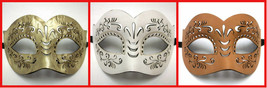 Leather Masquerade Mardi Gras White Tan Black White Mask - £8.64 GBP