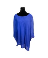 Travelers by Chico’s Blue Chiffon Long Sleeve Top, Asymmetric Hem Women’... - $179.28 MXN