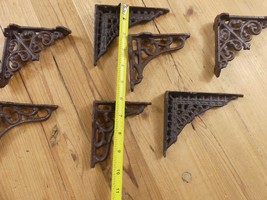 7 Shelf Brackets Small Cast Iron Rustic Welding *READ* CASTING CHIPS DEF... - $24.99