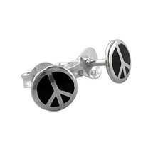 Sterling Silver Enameled Peace Sign Stud Post Earrings - $9.99