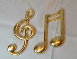 Musical Notes Christmas Ornament G Clef  set of 2 Vintage 5&quot; 1980s - £10.24 GBP