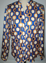 Womens New The Limited Blouse Work Play Blue Orange Cream Geometric Purple S Top - £47.74 GBP