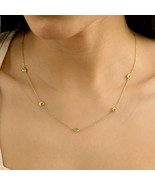 4MM Round Cut Lab Created Peridot Necklace 14k Yellow Gold Plated - $133.53