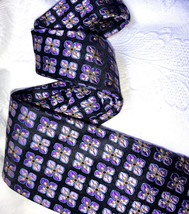 ROBERT TALBOTT Men&#39;s Designer Silk Tie USA Flowers Black Purple Best Of ... - £11.84 GBP