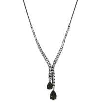 LO3690 - Ruthenium Brass Necklace with Synthetic Synthetic Glass in Blac... - $619.29 MXN