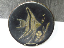 Vtg Cast Iron Brass Fish Wall Plaque Trivet German MCM Mission Art Crafts 6 5/8&quot; - £52.93 GBP