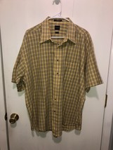 Arrow Mens Shirt XL 17-17.5 Wrinkle Free Plaid Short Sleeve Polyester Co... - $8.90