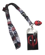 Marvel Deadpool Character Art Splatter Lanyard with Rubber Head Logo Charm NEW - £7.66 GBP