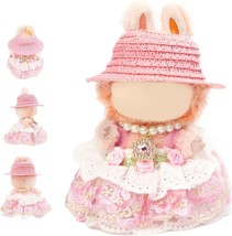Clothes for labubu Skirt Set for Doll 3 Piece Set with Dress Outfit Hat ... - $25.58