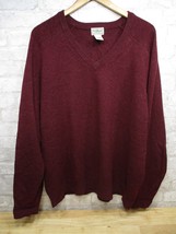 L.L. BEAN Lambs Wool V-Neck Long Sleeve Cranberry  Sweater #264789 size XL Reg. - £12.40 GBP