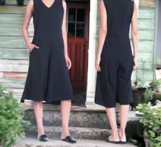 NWT $298 Eileen Fisher Cropped Jumpsuit Small 6 8 Soft V Neck Sleeveless Pockets - £99.07 GBP