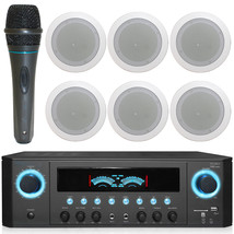 TPro 1000W Bluetooth Home System Receiver w/ USB + (Qty 6) 6.5" In-Wall Speakers - $279.99