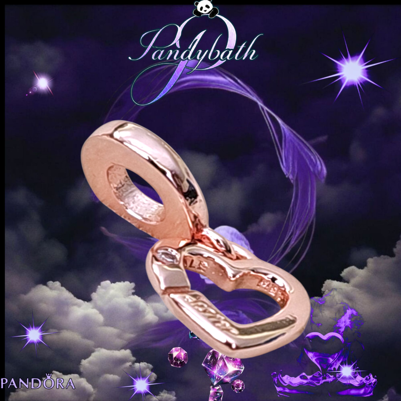 PANDORA Rose Gold Linked Sister Hearts Split Charms 789538C01 US SELLER Item image 4
