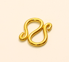 Solid 24k Gold &quot; S &quot; Clasp Good For 1 Baht Bracelet Or Necklace Lock - £101.36 GBP
