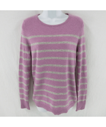 TALBOTS 100% Pure Cashmere Striped Long Sleeve Pullover Sweater, Purple,... - $55.17