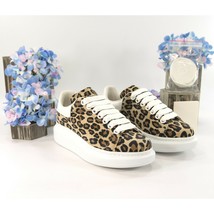 Alexander McQueen Oversized Leopard Suede Lambskin Leather Sneakers 36 NIB - £368.41 GBP