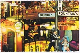 Louisiana Postcard French Quarter Bourbon Street Night Life - $2.96