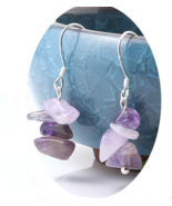 PURPLE AMETHYST STONE CHIPS DANGLE EARRINGS color crystal JL709  jewelry... - $10.40 CAD