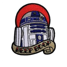 R2-D2 BEEP BOOP IRON ON PATCH 3&quot; Embroidered Applique Star Wars Tattoo R... - £3.94 GBP
