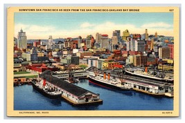 Downtown View From Bay Bridge San Francisco CA UNP Linen Postcard H23 - £3.16 GBP