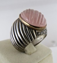 Antique Victorian Natural Rose Quartz 83ct Diamond 18k Gold Sterling Sil... - $272.81 CAD