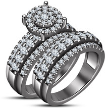 14K Black Gold Over 2.10 CT D/VVS1 Diamond Engagement Ring Wedding Bridal Set - £75.82 GBP