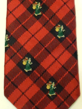 Robert Talbott Neck Tie Christmas Red Silk Plaid St Nicholas Santa Tartan USA - £17.21 GBP