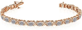 1/4 Carat Sterling Silver Cross Link Round Diamond Bracelet for Women (I-J, I3) - £79.92 GBP