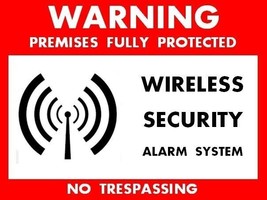 Wireless Security System Warning Stickers / 6 Pack + FREE Shipping - £4.49 GBP