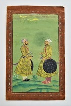 Antique Orig Art Painted Persian Arab Painted Ancient 2 Men W Swords - £178.56 GBP