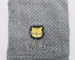 Zak &amp; Zoey Baby Blanket Lion Wild Embroidered Gray Mane Fringe - $7.99