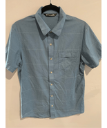 TRAVIS MATHEW Button Down Shirt-Blue/White Striped S/S Pocket EUC Small - £11.83 GBP