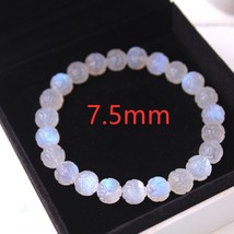 Natural Moonstone Blue Light Crystal Bracelet Clear Round Lotus Carved Beads 8mm - £161.76 GBP