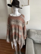 Knox Rose Tan Stripe Lagenlook Grunge Boho asymmetrical Oversized Sweate... - $29.00