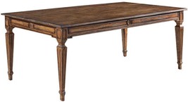 Dining Table Swedish Rectangular Solid Wood Rustic Pecan Finish Detailed Skirt - £2,653.06 GBP